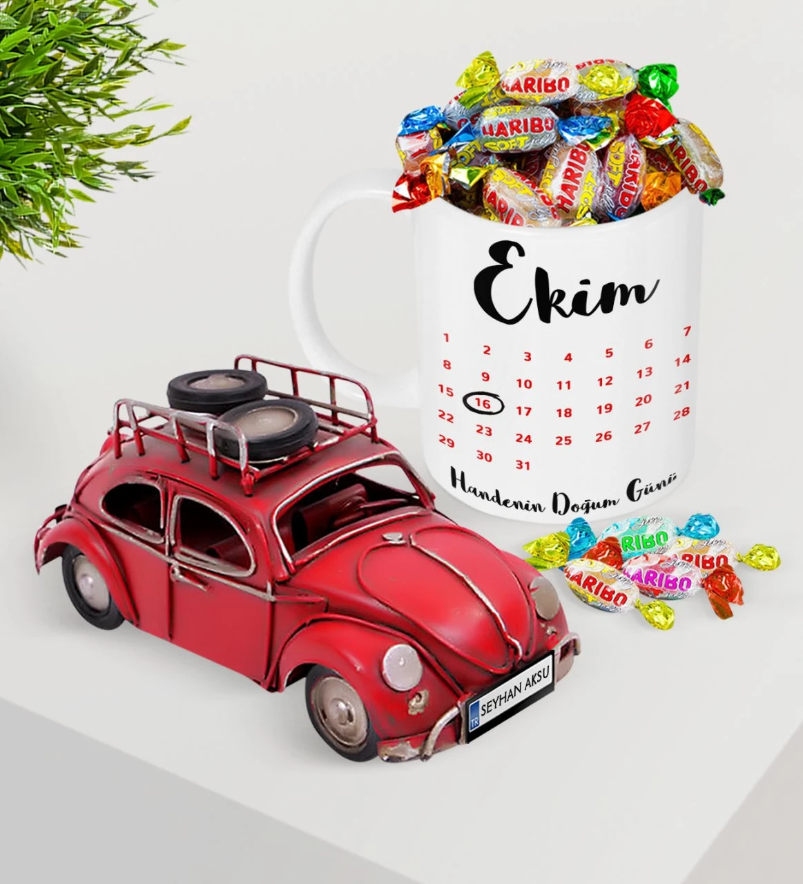 Plateau Calendrier D Anniversaire Personnalise Rouge Nostalgique En Metal Coccinelle Et Tasse Haribo Bonbons Seti 2 Aliexpress
