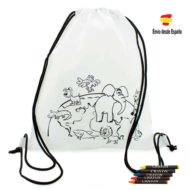 Lote 10 Mochilas infantiles con ceras para colorear. Detalles para  invitados a cumpleaños infantiles y fiestas con niños. Perfectas para  llevar la merienda, juguetes o chuches. Envío urgente desde España. -  AliExpress