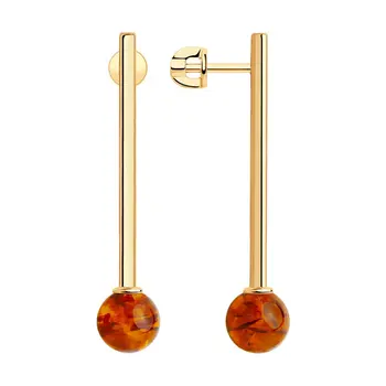

Drop Earrings with stones Sokolov from silver with Amber,natural, fashion jewelry, 925, women's male, long earrings
