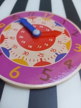 Wooden Clock Toys Teaching-Aids Montessori Second-Cognition Early-Preschool Minute Colorful