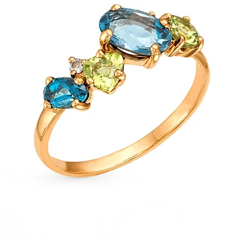 

Gold ring with хризолитом and Topaz sunlight