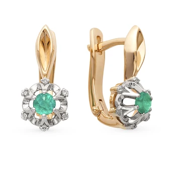 

Gold earrings with emeralds and diamonds sunlight sample 585