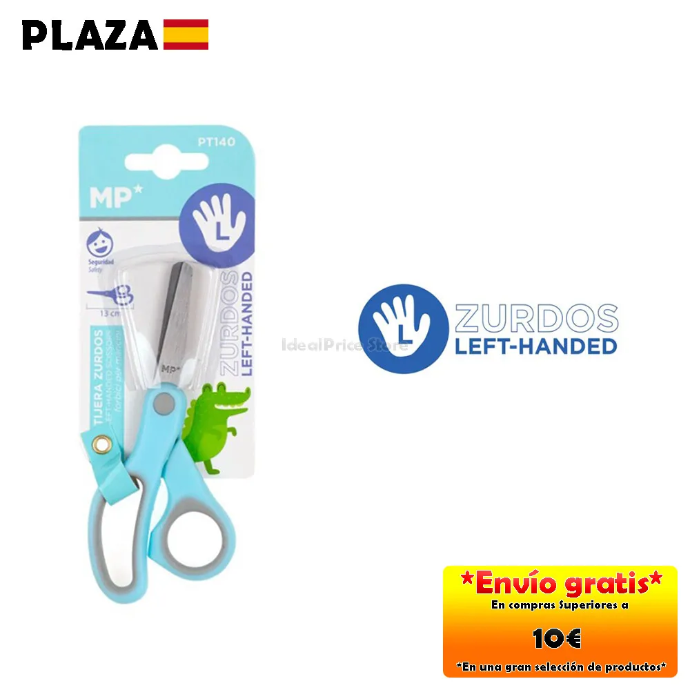 MP® Tijera escolar para mano zurdos, Tijeras para niño de la escuela, guardería, estudiantes, artesanías para manualidades domés