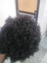 Afro corto peluca brasileña pelucas de cabello humano para la mujer Remy sin costuras Afro rizado peluca 150% densidad de Color Natural Remy Yepei pelo
