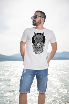 

Angemiel Wear Glasses Vicinity Cat Cotton White Men 'S T-Shirt