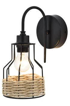 

AVONNI AP-1584-1BSY Black Painted Wall Sconce, E27, Metal, Jute