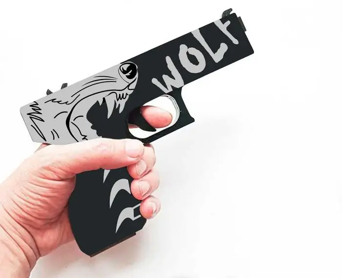 Резинкострел пистолет Glock 18 камуфляж &quotArctic Wolf&quot CS:GO из дерева|Поделки своими