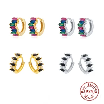 

Real 925 Sterling Silver Hoop Earrings for Women Fashion Colorful Zircon Piercing Earings Jewelry pendientes Gift brincos