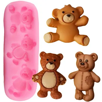 

3D Cute Bear Silicone Mold DIY Baby Birthday Cupcake Topper Fondant Cake Decorating Tools Chocolate Candy Resin Clay Soap Moulds