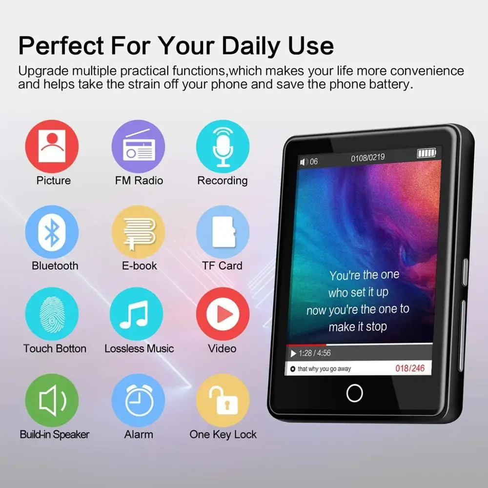 MP3 Player 32GB with Bluetooth 5.1 2.8'' Touch