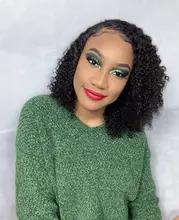 Cynosure-pelucas de cabello humano con encaje frontal para mujeres negras, Remy, rizado, brasileño, prearrancado, cierre de encaje, 13x4/13x6
