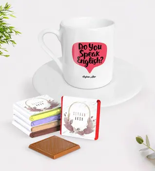 

Personalized English Teacher Turkish coffee Cup and Chocolate Gift Seti-14