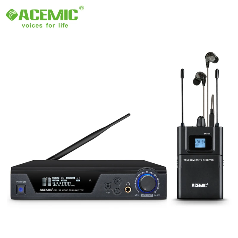 ACEMIC EM-100 беспроводной в ухо монитор система UHF Pro аудио 2 канала 4 приемника