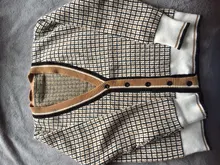 Oversize Cardigans Sweaters Checkered Plaid Colorfaith Fashionable Womens Spring Knitting