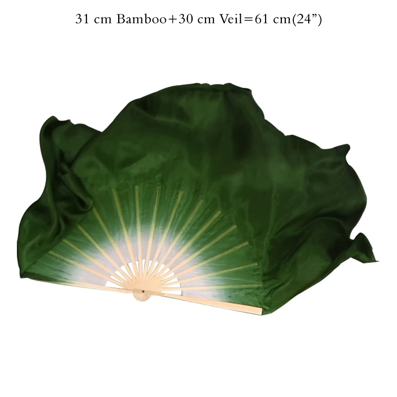 31cm 30cm veil Китайский стиль, Шелковый танцевальный реквизит для выступлений, двухсторонний удлиненный чернильный зеленый градиент, классический танцевальный веер Yangge - Цвет: 31cm 30cm veil