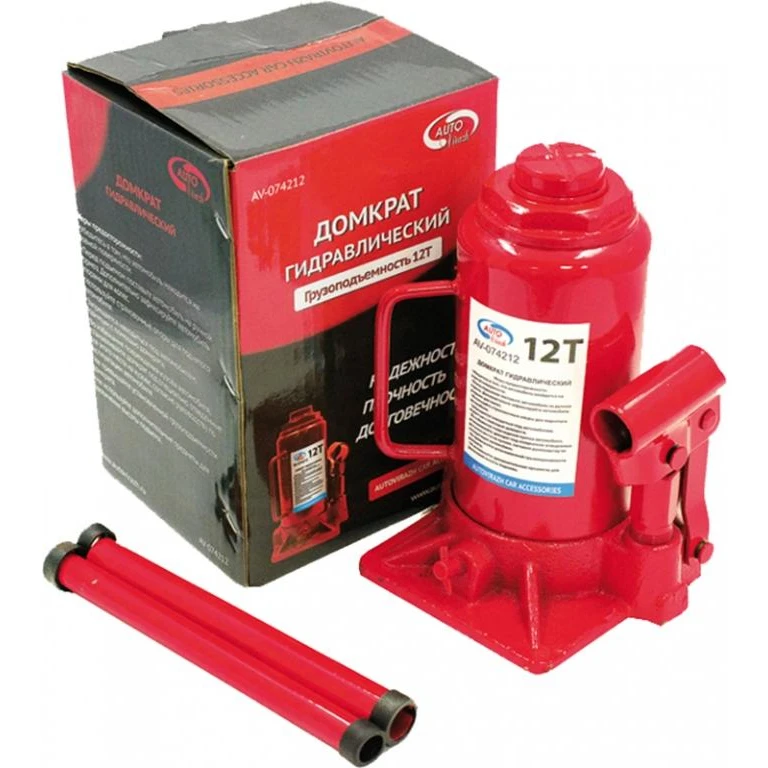 Домкрат гидравлический AUTOVIRAZH AV-074212 (Грузоподъемность 12 т, подхват 195 мм, подъем 365 мм)