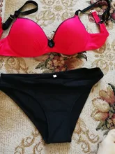 ESSV-bañador rojo de realce, conjunto de bikini de talla grande para mujer, traje de baño sexy acolchado con correa ajustable, bikinis bordeados, ropa de baño de verano