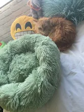 Lecho de mascota caseta para perro, cama redonda para gato, saco de dormir cálido para casa de perro, de felpa larga, cojín para cachorro, esterilla, suministros para gato