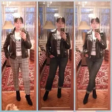 Biker Jacket Coat Motorcycle Sheep-Leather Real-Sheepskin Women Rivet Spring Fashion