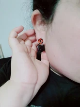 Laddybug-pendientes de dibujos animados de insectos, abrazadera de cristal, joyería bonita de mariquita, sin perforaciones, regalos para niños, novedad de 2020