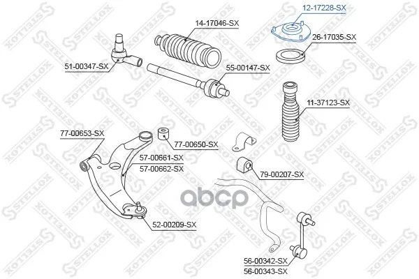 12-17228-Sx_опора Амортизатора Переднего! Mitsubishi Grandis Na4w/Na8w 2003-2009 Stellox 1217228sx Stellox арт. 1217228SX