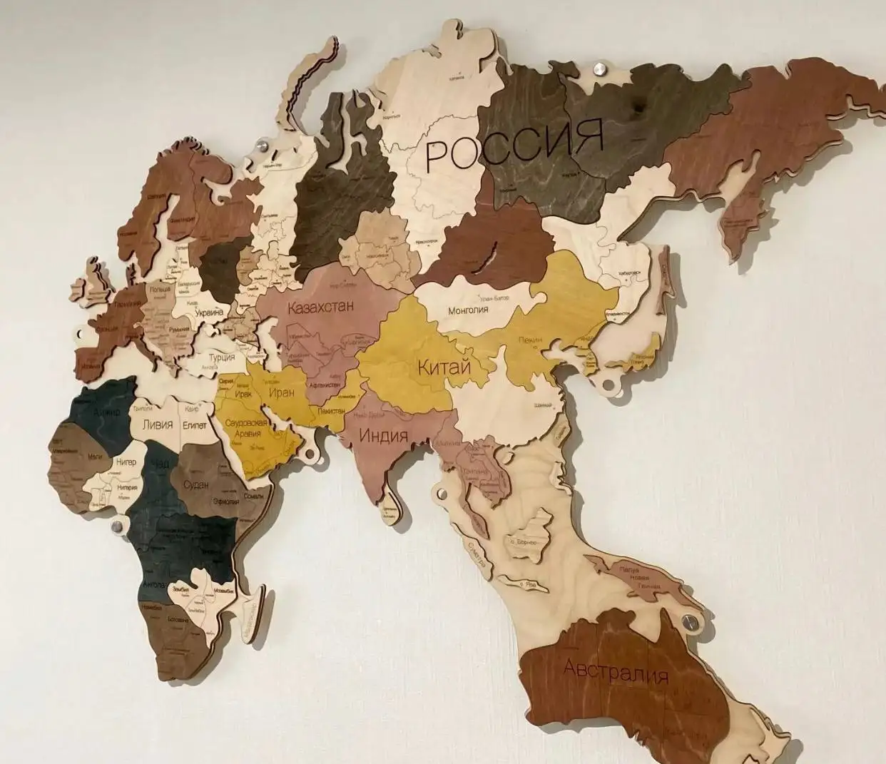 Interior world map made of wood 160*85 cm on the wall/wall decor/wooden puzzles for children/room and cabinet design
