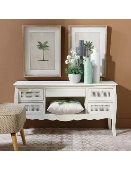 

TV CABINET CREAM GRAZED RATTAN/WOOD 122,30X40X62 CM