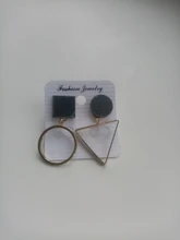 Long-Earrings Hanging Fashion Jewelry Square-Statement Boucle Black Triangle Women 