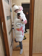 Parka Jacket Padded-Coat Character Women Hooded Spring Winter Cotton Thick White Black