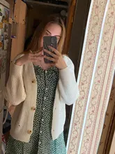 Cárdigan de invierno para mujer, suéter de cachemira de manga larga con cuello de pico, jerséis de punto, abrigo, 2021