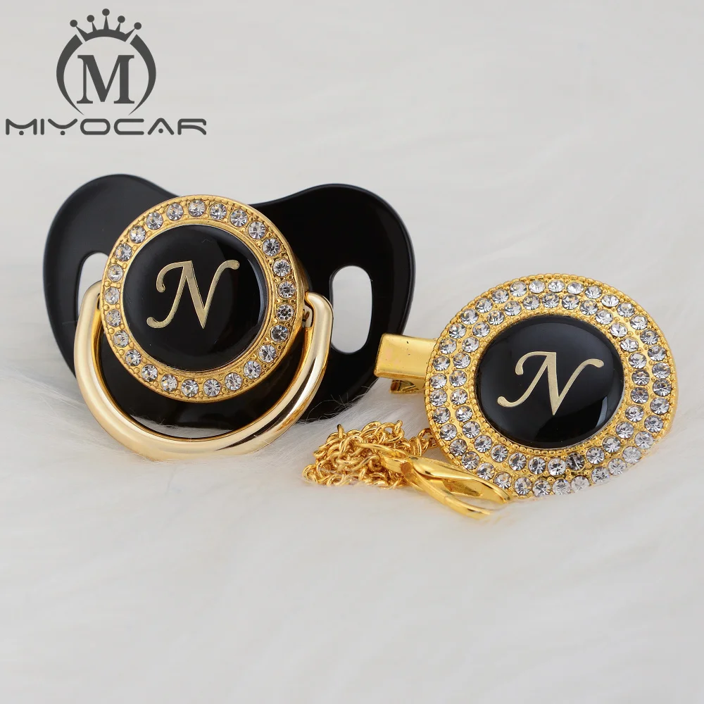 Миокар bling Стразы имя инициала буква N элегантная блестящая соска и зажим не