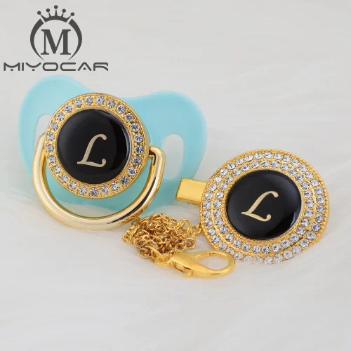MIYOCAR уникальный дизайн имя инициалы буквенные L красивый bling соска и пустышка Клип BPA бесплатно пустышка bling уникальный дизайн LL - Цвет: LG-7  0-6M