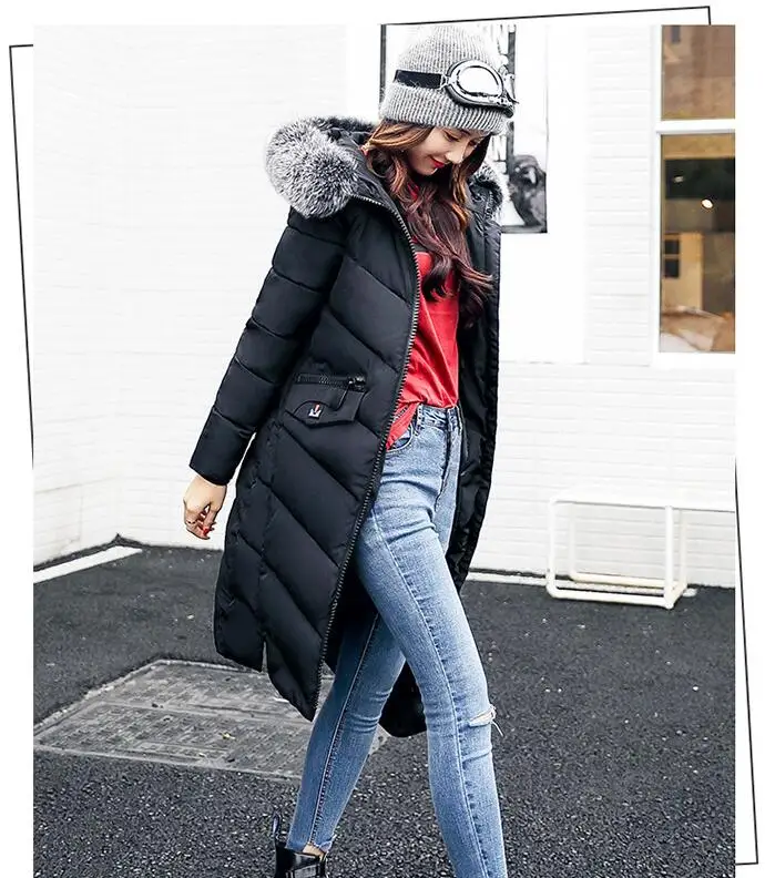 2019 nouvelle mode hiver vestes et mantoe doudoune A capuche coton fourrure col длинное женское пальто|Пуховики| |