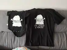 Ropa A juego para padres e hijos, Camisetas estampadas con letras divertidas de Family HELP i CRATED A MONSTER, ropa A juego familiar