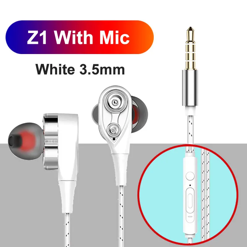 Проводные наушники type-C с двойным приводом, стерео наушники-вкладыши с высоким басом, с микрофоном, 3,5 мм, наушники-гарнитуры для телефонов, Android IOS - Цвет: 3.5mm white