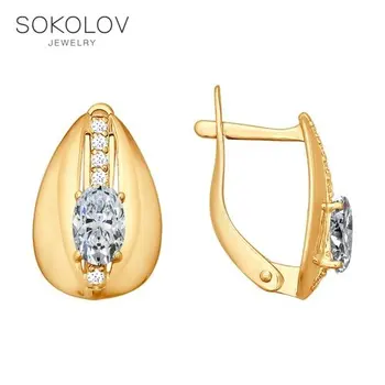 

Drop Earrings with stones SOKOLOV made of gilded silver with cubic zirkonia fashion jewelry 925 women's male, long earrings