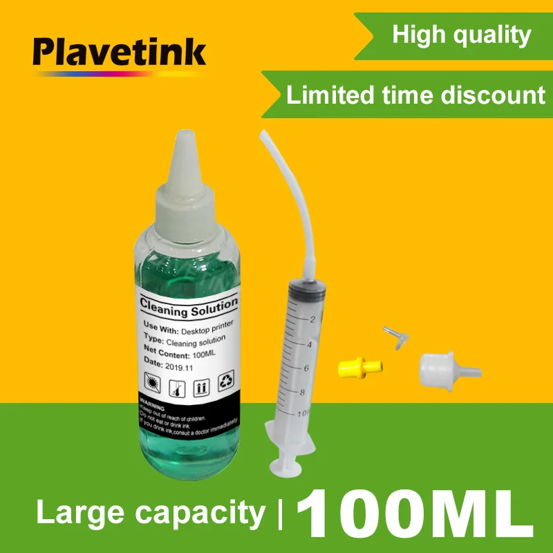 Plavetink 100ML Printer Head Cleaning Liquid Dye Ink Printhead Fluid Nozzle Washer for Epson Cartridge With Syringe all tools | Компьютеры