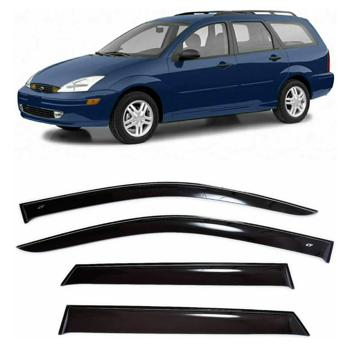 Дефлекторы окон Cobra Tuning F32098 на авто Ford Focus 1 I Wagon 1998-2004 4 шт./комп. ветровики от дождя