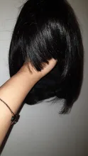 Bob corto pelucas de cabello humano brasileño liso, pelucas de corte corto Remy para mujeres negras, Color Natural, pelucas de máquina completa con explosión