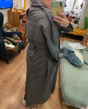 Gabardina larga X holgada de estilo coreano para mujer, abrigo de doble botonadura con cinturón, manto de dama, rompevientos, prendas de vestir de primavera y otoño, color gris