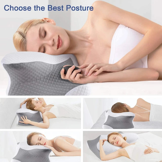 Almohada Cervical Viscoelástica Almohada Ortopédica para Cama, Funda  Lavable.