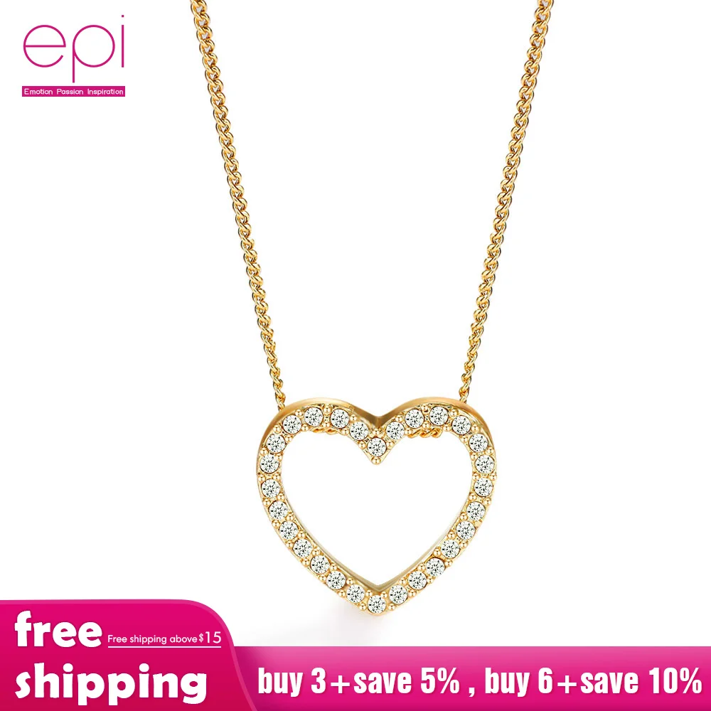

Jewelry Boho Necklace Heart-shaped Zircon Crystal choker Chain Clavicle Sweater Chain Women Heart Rhinestone gold Silver Pendant
