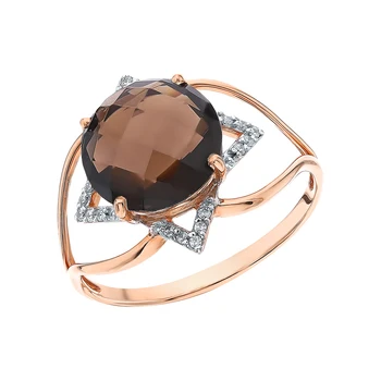 

Gold ring with раухтопазами and cubic zirconia sunlight sample 585