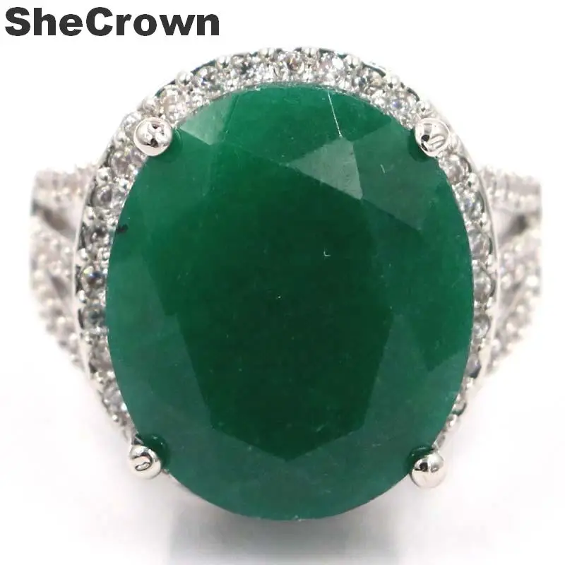 20x18 мм роскошный Овальный 18x15 мм настоящий зеленый изумруд натуральный Кубический Цирконий обручальные женские серебряные кольца