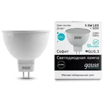 

Lamp Gauss led Elementary Mr 16 GU5.3 5.5W 4100 K 13526