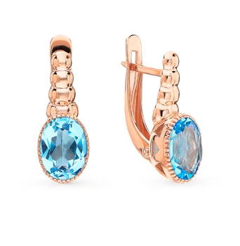 

Gold earrings with Topaz sunlight sample 585