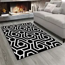Еще черный, белый цвет смешанный линий Аутентичные марокканский 3d печати Нескользящие микрофибра Гостиная современное ковровое покрытие, которое можно стирать в машине коврик