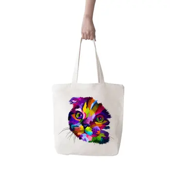 

Angemiel Bag Large Colorful Brush İzli Cat Picture Shopping Beach Tote Bag