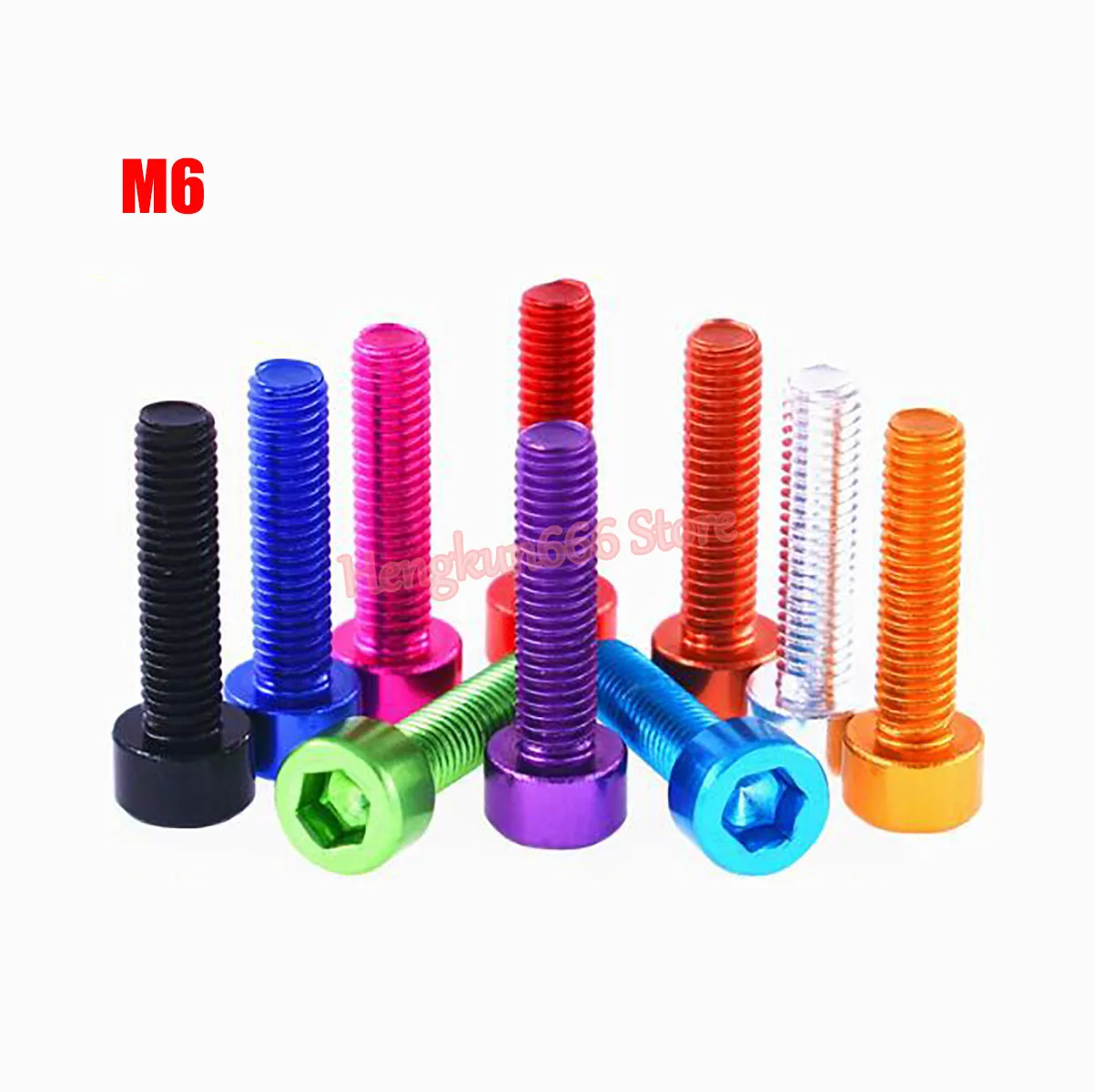 

M6 Aluminum Alloy Hex Socket Head Cap Screw DIN 912 Aluminium Allen Bolts Machine Screws 10 Colors Anodized