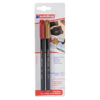 

Edding M. keçeli 2pcs pen Gold & red Markers, bullet journal, brush pen, Clamp, from Turkey, Fast Shipping
